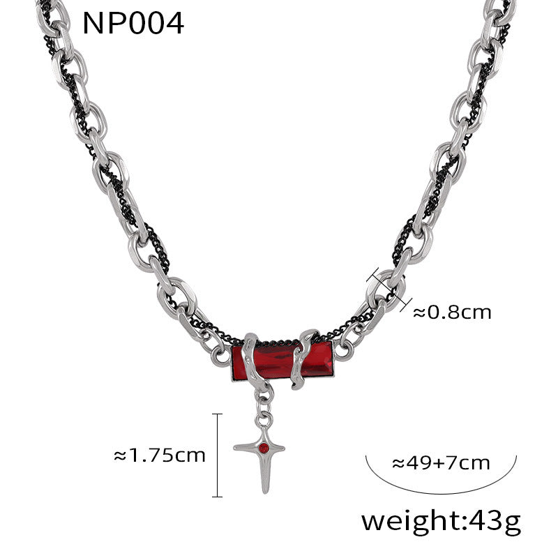 Wholesale  Hip-hop Style Winding Color Zircon Design Sense Cold Style Simple Titanium Steel Jewelry suit
